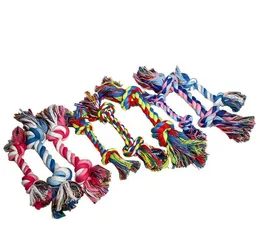 Pets dog Cotton Chews Knot Toys colorful Durable Braided Bone Rope 18CM Funny dogs puppy cat playing Toy