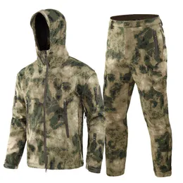 Jacket Men Camouflage Sets Outdoor Shark Skin Soft Shell Windbreaker Waterproof Hunting Clothes Set Military Tactical Clothing G1209