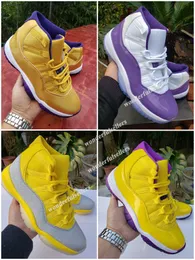 새로운 Mamba 11 Xi White Bred Metallic Silver Purple Lakers Mens 농구 신발 11S 24 8 디자이너 스포츠 운동화 트레이너 Zapatos 40-47