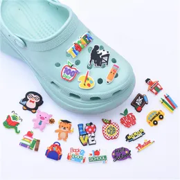 School colleague shoe charms 2021 new arrival plastic shoe decoration for clog sandals summer shoes bracelets