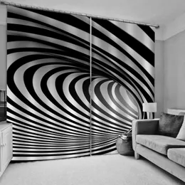 Gardin draperier lyxiga 3d fönster för vardagsrum Po svart och vit konst stereoskopisk gardiner cortinas