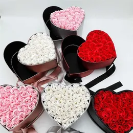 Atena w kształcie serca dwuwarstwowy pudełko pudełko do mydła kwiat pudełko do pakowania ręcznego kwiatu materiału Wedding Valentine 211108