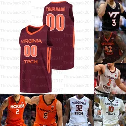 Custom Virginia Tech Hokies College Basketball Jerseys 2 Landers Nolley II 4 Nahiem Alleyne 14 P.J. Horne