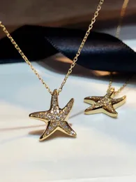 14K guld sjöstjärna diamanthänge äkta 925 sterling silver charm bröllopshängen halsband för kvinnor Bröllopsfest Choker smycken