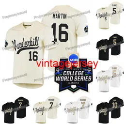 Vanderbilt Commodores Jersey 7 Dansby Swanson 5 Philip Clarke 10 Ethan Paul 16 Austin Martin 2019 NCAA College WS W S Maglia da baseball personalizzata