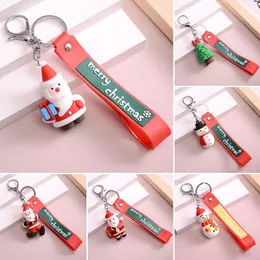 Keychains 2022 Merry Christmas Key Ring Pendant Santa Claus Elk Snowman Keychain Year Decoration Children Xmas Jewelry Gifts