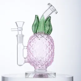 Giallo Verde 7.8 pollici Narghilè Bong di vetro spesso Riciclatore Bubbler Olio Dab Rigs Tubi di acqua Bong di ananas Giunto femmina da 14 mm con ciotola