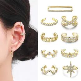 1PC Ear Cuff Real 925 Sterling Silver Gold Color Circle Fashion Hoop Errings Tiny Clip Per Women Girl Fine Jewelry 210707