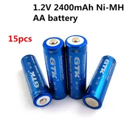 GTK promotion ! 15pcs Rechargeable AA NiMH 1.2V 2400mAh for flashlights torch RC toys personal facimile machines screwdrivers