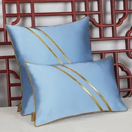 Niestandardowe nowoczesne proste luksusowe jedwabne poduszki satynowe Nowy pasek Home Office Decor Prostokąt Powrót Cushion Case Lumbar Pillow Cover