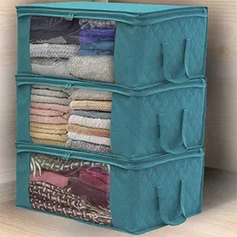 3pc Clothes Quilt Storage Bag Blanket Closet Sweater Organizer Box Sorting Pouches Cabinet Container Travel Home 211102