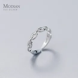 Вылаблють цепь открытое регулируемое кольцо пальца для женщин мода 925 стерлингового серебра простые изысканные украшения 210707