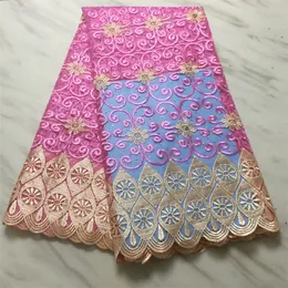 5Yards/Lot Wonderful Pink French Net Lace Fabric Flower Embroidery African Mesh Style For Party Dressing PL31320