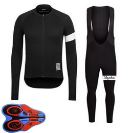 Primavera / Autunno RAPHA Team Maglia da ciclismo da uomo Set Camicie a maniche lunghe Pantaloni con bretelle Tuta mtb Abbigliamento da bici Bicicletta da corsa Uniforme Abbigliamento sportivo all'aperto Ropa Ciclismo S21042005