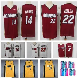 2021 Erkekler Gençlik 3 Wade 14 Kahraman Jimmy Butler \ Rmiami \ Rheat \ Rblue Pick City Basketball Edition Jersey