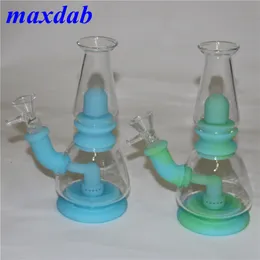 Silicone Water Smoking Pipe Glass Dab Rig Bong com tigela Bonzes Bongs Bongs Ash Cacther