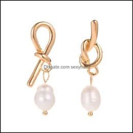 Stud Earrings Jewelry Yamog Asymmetrical Knot Pearl Women Business Style Alloy Ear Drop Korean Party Daily Dress Up Earring Ornaments Aessor