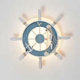 Mediterranean anchor wall lamp creative bedroom lamps personality living room study background wall LED marine rudder