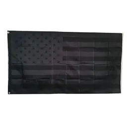 All Black Out American Flag High Quality 3x5Ft Double Stitching Decoration Banner 90x150cm Sports Festival Polyester Digital Printed Wholesale