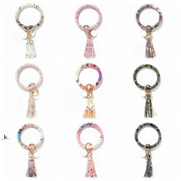 Tassel Bracelets Keychain PU Leather Bangle Key Holder Key Chain Ring Girls Wristlet Bracelet Wristband Keyring Party Favor RRB14019
