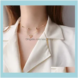 Ketten Halsketten Anh￤nger Juwelchains Doppelschicht Kette Herz Choker Halskette f￼r Frauen goldener koreanischer Kragen Kragen weibliche Chocker Mode