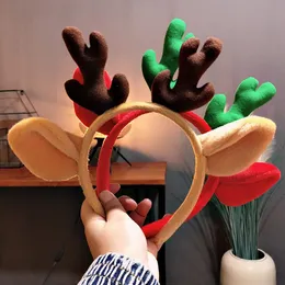 Hårtillbehör Antlers Hairbands Ladies Christmas Headwear Tunna Cartoon Elks Ear Headband Söt sött Xmas Head Hoop