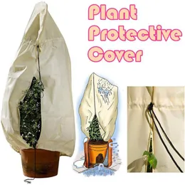プランターポット植物保護カバー織られていない木低木暖かい霜の容器冬栽培バッグ強い庭の野菜保護
