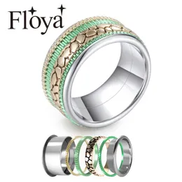 클러스터 반지 Floya Leopard Band Ring in Statement Stainless Steel Arctic Symphony Collection 기하학적 웨딩