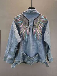 Denim Jacket Women's Fashion Spring Autumn New Loose Slim Wings Embroidered Tassel Full Top 210421