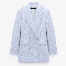 ZAAHONEW 2021 Frühling Herbst Frauen Vintage Plaid T Blazer Mantel Chic Button Büro Dame Anzug Jacke Lässig Outwear Tops Weibliche x0721