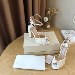 Paris Fashion Party Wedding Shoes Bridal Women's Sandals Fashion Sexy High Heel Platform Shoes Pearl Sparkle 34-41