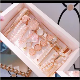 7 pcs definir clipes de cristal de pérola para mulheres pins barrettes garota geométrica waterdrop wholesale cutme ubogg