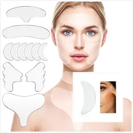 11Pcs/set Reusable Silicone Wrinkle Removal Sticker Face Forehead Neck Eye Stickers Pad Anti Aging Skin Lifting Care Patch free DHLJ017