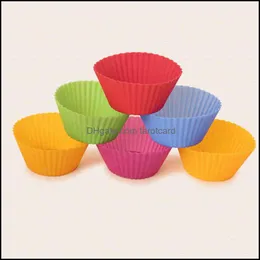 Bakning Mods Bakeware Kök, Matsal Bar Hem Garden 7cm Round Shape Silica Gel Cupcakes Liners Mold Sile Muffin Cup Jelly Cupcake Tools Z