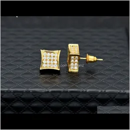 Stud Jewelry Hip-Hop Micro Wave Set Of Zirconia Earrings Professional Men Hip Hop Aessories Wholesale Drop Delivery 2021 Hdyns