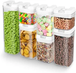 7pcs/Lot Food Storage Container Kunststoff Küche Kühlschrank Nudel Kasten Multigrain Feuchtigkeitssicherer Tank Transparent versiegelte Dosen Snack Boxen Hy0079