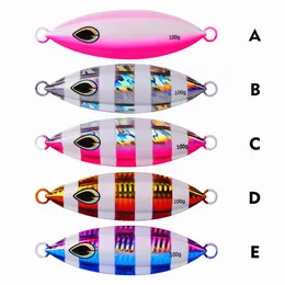 DHL Delivery 5 color 11cm 100g sinking metal lures The slow cranking iron plate lead fish, boat sea fishing luminous lure iron plates