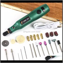 Power Tools Home Garden Drop Delivery 2021 Cordless Rotary Tool USB Woodworking Gravering Pen Diy For Jewelry Metal Glass Wireless Mini Ele