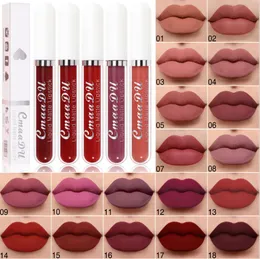 CMAADU Matte Ciecz Lip Gloss 18 Kolory Lipstick Foundation Makeup Non-Stick Cup Lipgloss Długotrwały Maquillage 18Scc