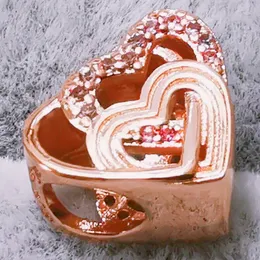 Autentyczne Pandora Interting Love Hearts Charm Fit Europejski styl Luźne Koraliki do Bransoletki Dokonywanie DIY Biżuteria 789529C01