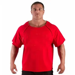 Mens T-Shirts Summer Gym Fitness Bodybuilding T Shirt Cotton Short Sleeve O Neck Casual Tops Fashion Male Muscle Workout Undershirt