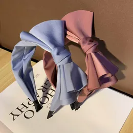 New Fashion Women Headband Big Bowknot Headwear Solid Color Turban Wide Side Casual Hair Accessories