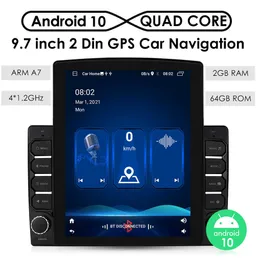 2g + 64g 9,7 tums universalbil Ljud GPS-navigering Autoradio Android 10 USB Bluetooth FM 4G WIFI SWC Spegel Link OBD2 Bakre kamera