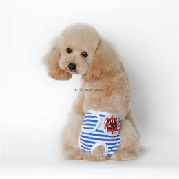 Cotton Washable Reusable Dog Diaper Stripes Pet Diaper Adjustable Physical Pants Sanitary Menstruation Underwear Pet Dog Clothes