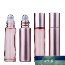 Empty 5ML 10ML Perfume Roller Bottle Rose Gold Glass Cosmetics Refillable Eye Massage Roll On Bottles For Essential Oils 25pcs