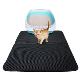 Pet Cat Litter Mat Dubbelskikt Trapper Folding Vattentät Non-Slip S Drop 211006