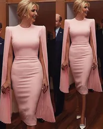 2021 Modest rosa mantelkvällsklänningar Jewel Neck Prom Party Cocktail Formella klänningar med mjuka Chiffon Långärmade Skräddarsydda Robes de Bal