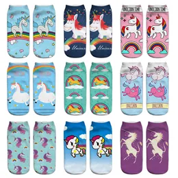 Kvinnors Tjejs Ankle Unicorn Socks Färgglada 3d Mat Skriv ut Ingen Visa Låg Skär Rolig Novelty Sock