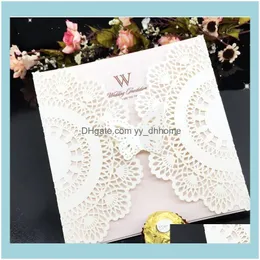 Greeting Cards Event Festive Party Supplies Home & Garden50Pcs/Lot Vertical Laser Cut Butterfly Invitation Card Wedding Decoration Bridal Gi