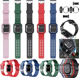 for Apple Watch 7 6 5 4 3 2 SE Strap 41mm 45mm 38mm 42mm 40mm 44mm Watchband Carbon Fiber+Watch Case Belt Loop band
